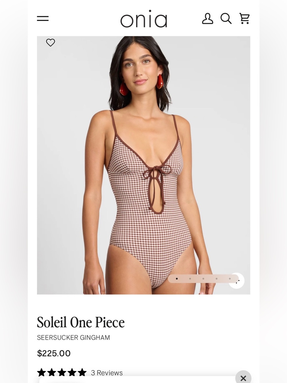 Onia Brown Gingham One-Piece Swimsuit